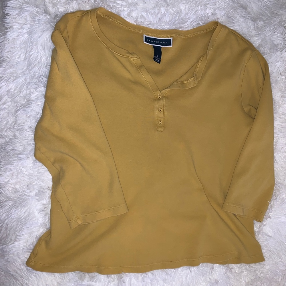 yellow button up shirt